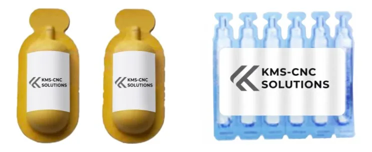 Typische Produkte und Gebinde für Blisterverpackungsmaschine mit Flüssigkeitsabfüllung