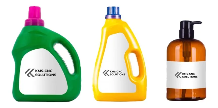 Typische Produkte und Gebinde für Kolben-Flüssigkeitsabfüllmaschine mit Doppelkopf und vier Zylindern